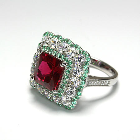 Blask Orientu - pierścionek Premium z rubinem i cyrkoniami