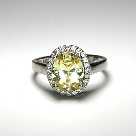 Promień słońca - srebrny pierścionek z cytrynem