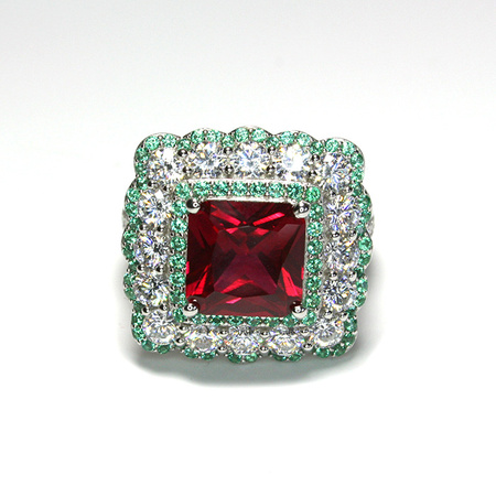 Blask Orientu - pierścionek Premium z rubinem i cyrkoniami