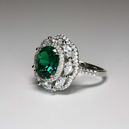 Szmaragd Sułtanki Hurrem - srebrny pierścień ze szmaragdem