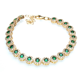 Pozłacana bransoletka srebrna "Szmaragd ze Stambułu"