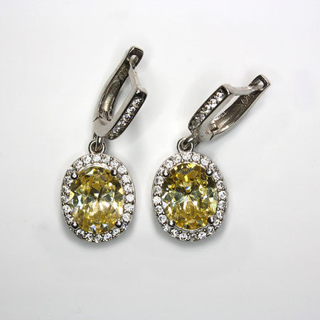 Kolczyki srebrne 925 z cytrynem