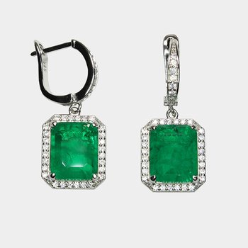 Srebrne kolczyki "`Elegancja Szmaragdu"