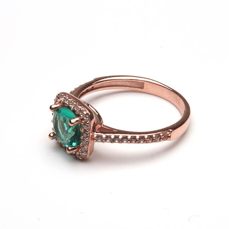 Pierścionek srebrny z turmalinem Paraiba, pozłacany różowym złotem „Morski Szept