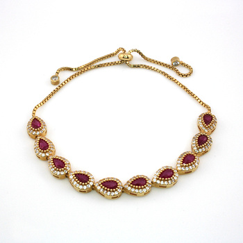 Srebrna bransoletka pozłacana z rubinami "Rubiny Bosforu"