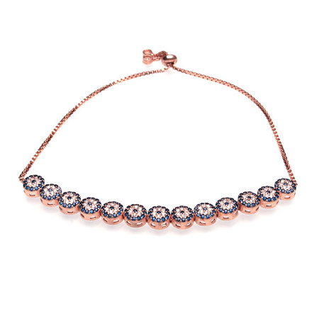 Srebrna bransoletka z okiem proroka, pozłacana różowym złotem “Miray”