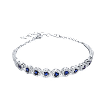 "Szafirowe serce Orientu" - srebrna bransoletka z szafirem