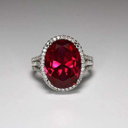 Ogień rubinu - gorący pierścionek srebrny 925