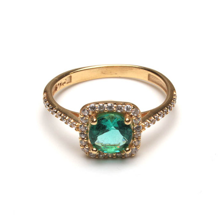 Pierścionek srebrny, pozłacany z turmalinem Paraiba „Morski Szept”