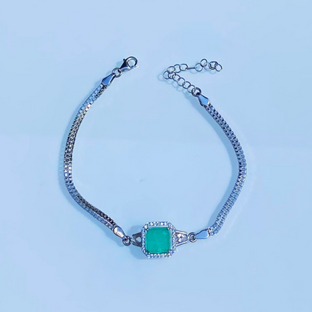 Srebrna bransoletka z turmalinem Paraiba