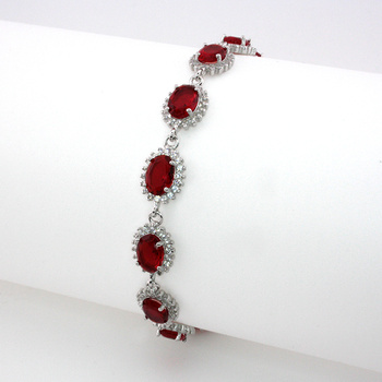 Srebrna Bransoletka z Rubinami „Czerwień Orientu”