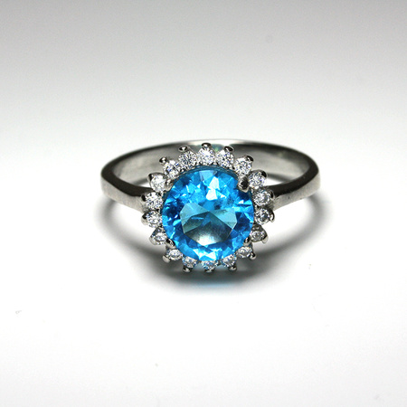 Srebrny pierścionek z niebiańskim kamieniem tureckim