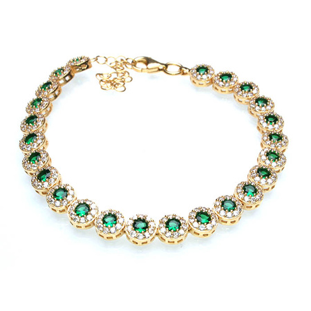 Pozłacana bransoletka srebrna "Szmaragd ze Stambułu"