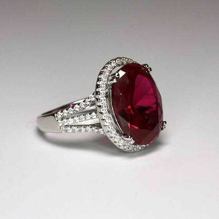 Ogień rubinu - gorący pierścionek srebrny 925