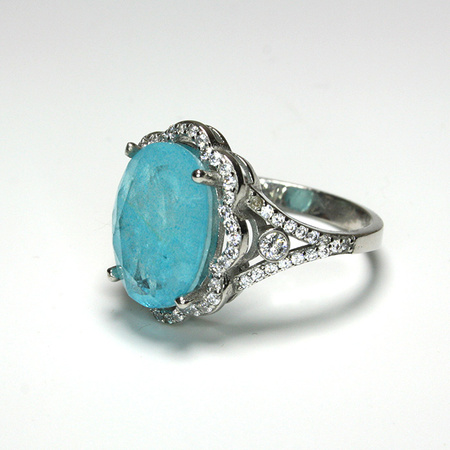 Niebo Orientu - srebrny pierścionek z błękitnym turmalinem