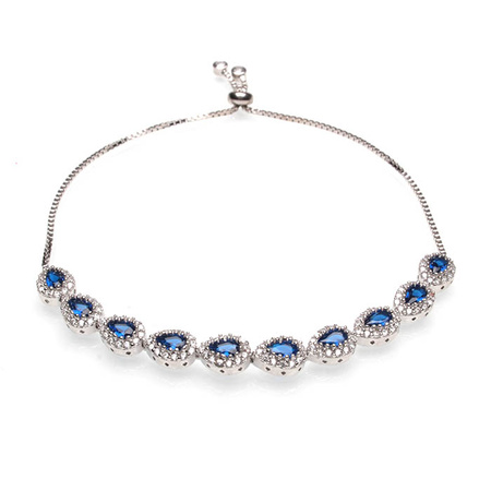 "Dotyk Księżyca" - srebrna bransoletka z szafirem