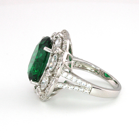 Srebrny pierścionek ze szmaragdem "Ogrody Stambułu"