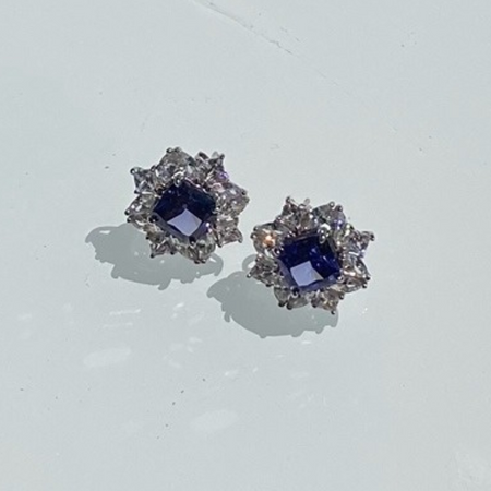 Ekskluzywne srebrne kolczyki z tanzanitem i cyrkoniami