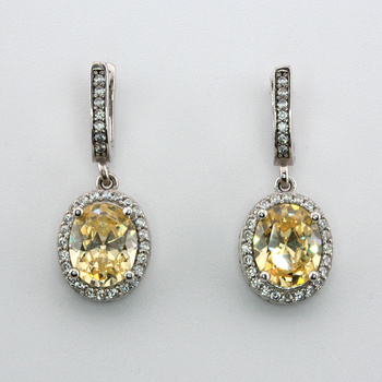 Kolczyki srebrne 925 z cytrynem