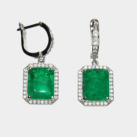 Srebrne kolczyki "`Elegancja Szmaragdu"