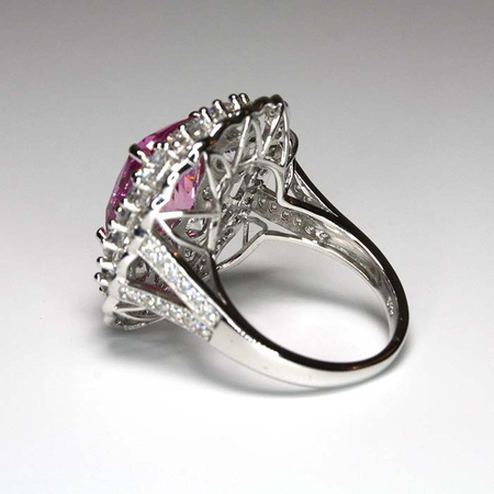 Różany Blask - Osmański pierścień srebrny z różowym moissanitem