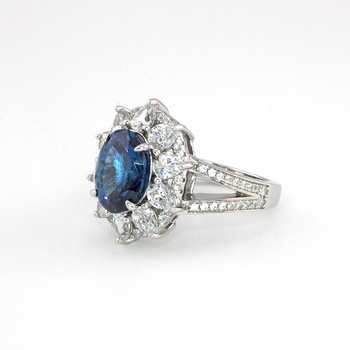 Srebrny pierścionek z szafirem "Szafir Topkapi"