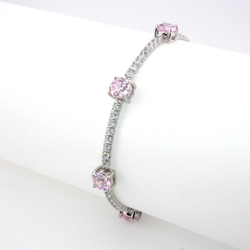 Srebrna bransoletka z kwarcem różowym „Różowy Szept”