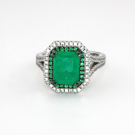 Srebrny pierścionek ze szmaragdem "Szmaragdowa Sułtanka"