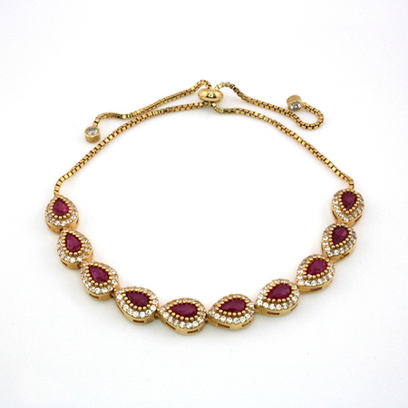 Srebrna bransoletka pozłacana z rubinami "Rubiny Bosforu"