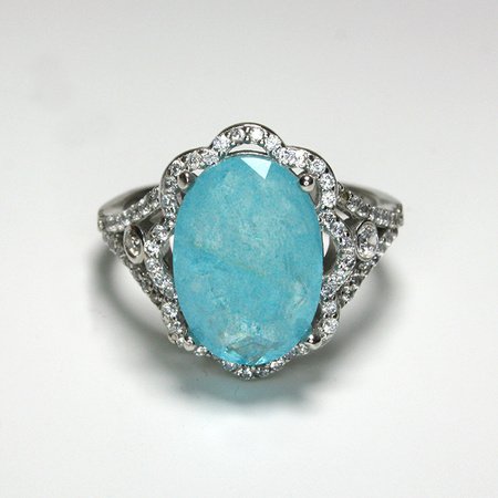 Niebo Orientu - srebrny pierścionek z błękitnym turmalinem